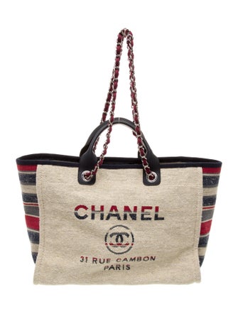 Chanel Medium Striped Deauville Tote