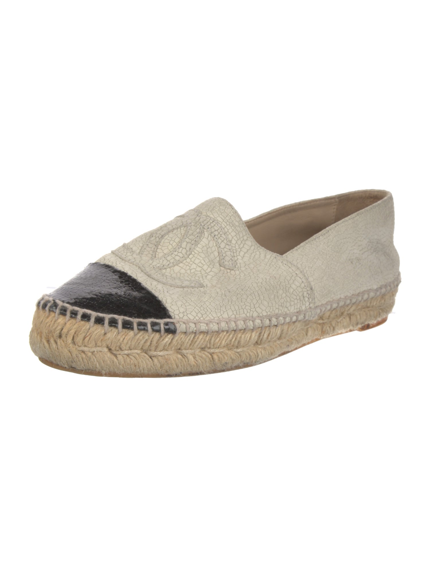 Chanel Interlocking CC Logo Leather Espadrilles