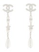 Chanel 2023 Faux Pearl & Strass CC Drop Earrings