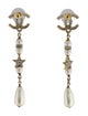 Chanel 2023 Faux Pearl & Strass CC Drop Earrings