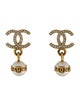 Chanel 2023 Faux Pearl & Strass CC Drop Earrings