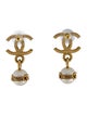 Chanel 2023 Faux Pearl & Strass CC Drop Earrings