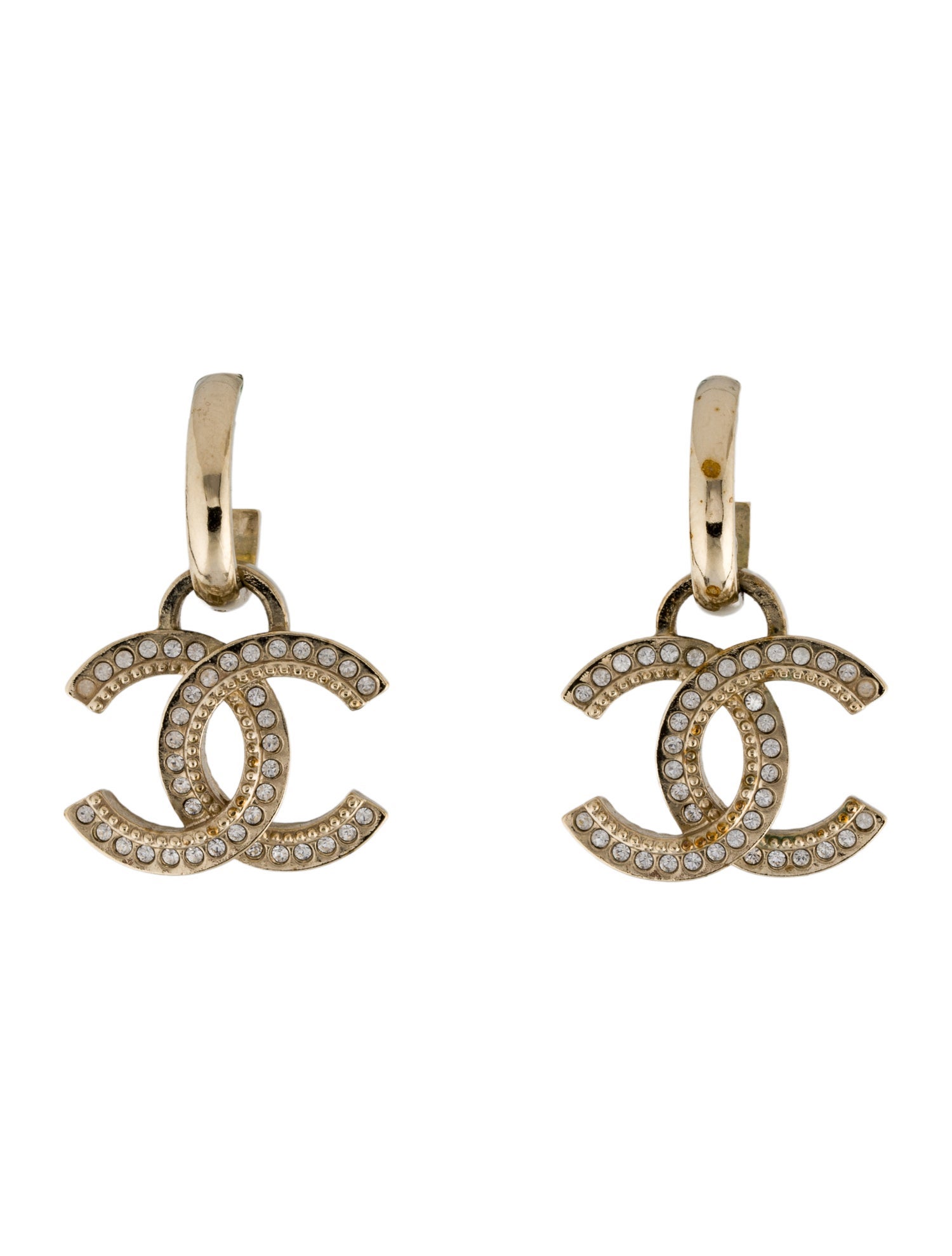 Chanel Strass CC Drop Earrings