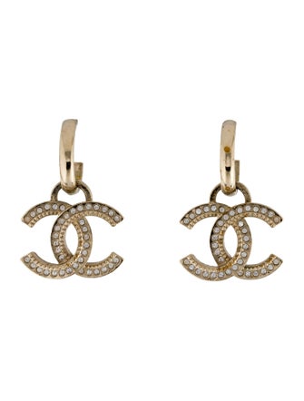 Chanel Strass CC Drop Earrings