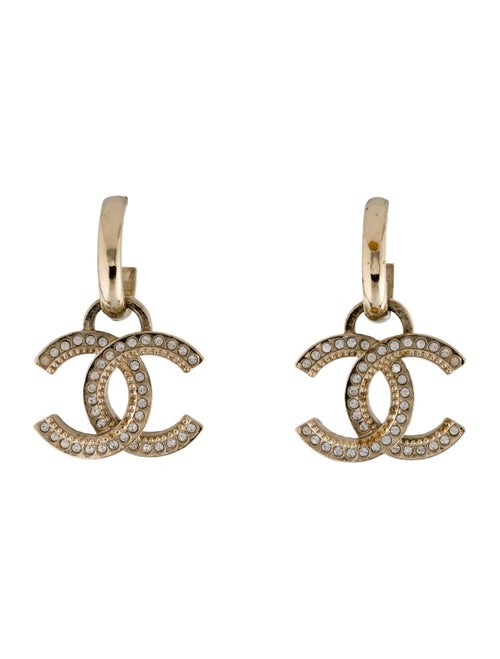 Chanel Strass CC Drop Earrings