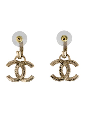 Chanel Strass CC Drop Earrings