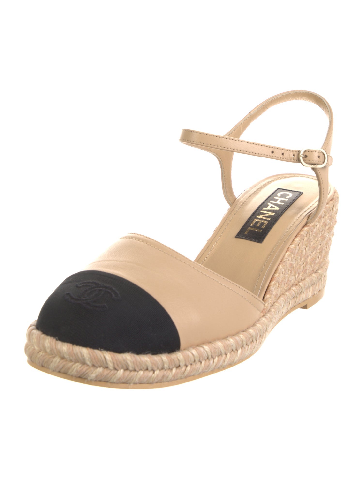 Chanel Interlocking CC Logo Leather Slingback Pumps