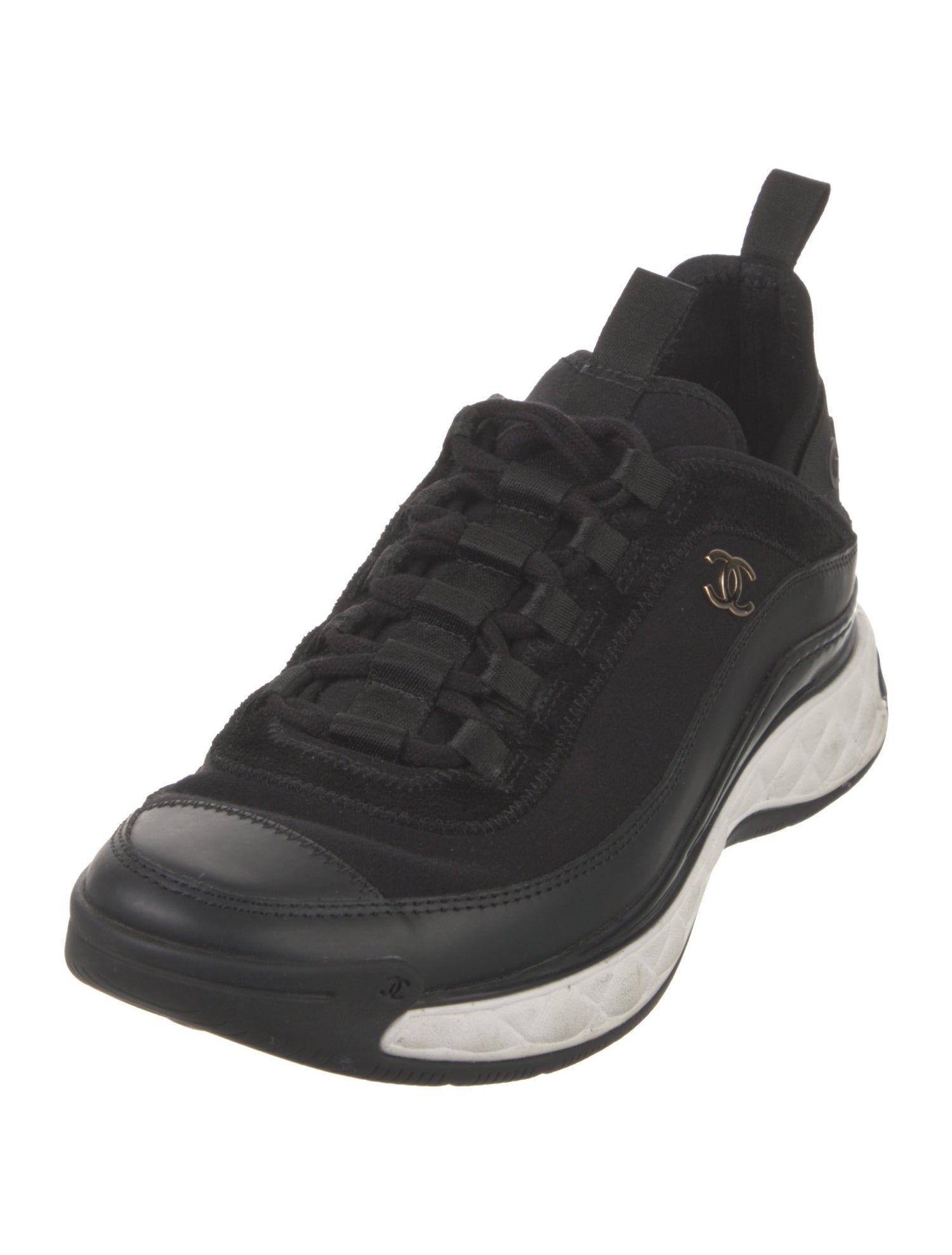 Chanel Interlocking CC Logo Leather Sneakers