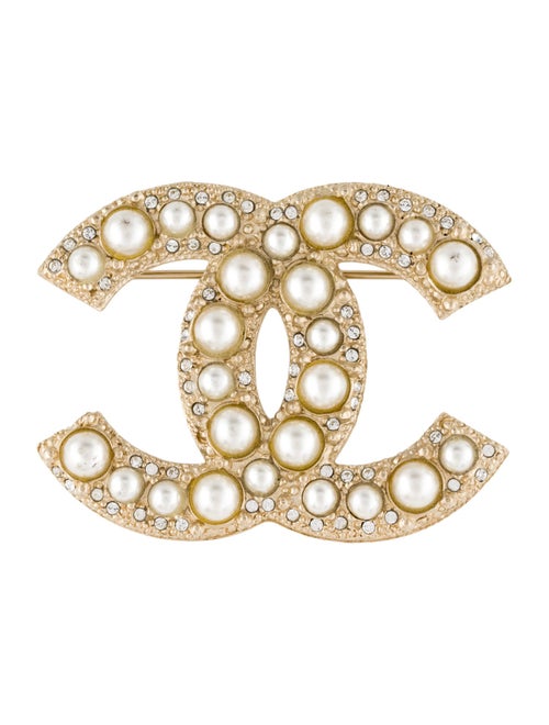 Chanel Faux Pearl & Strass Brooch