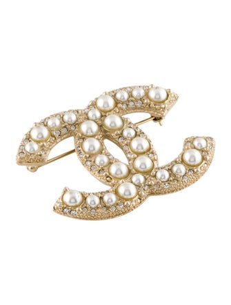 Chanel Faux Pearl & Strass Brooch