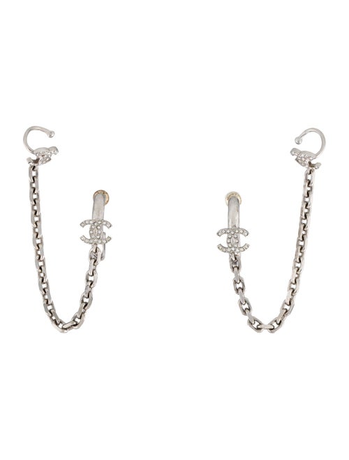 Chanel 2022 Strass CC Chain Link Ear Cuff Earrings