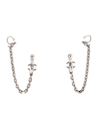 Chanel 2022 Strass CC Chain Link Ear Cuff Earrings