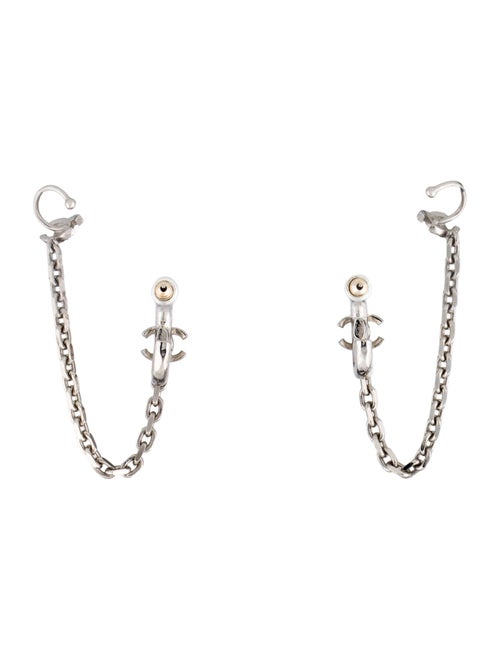 Chanel 2022 Strass CC Chain Link Ear Cuff Earrings