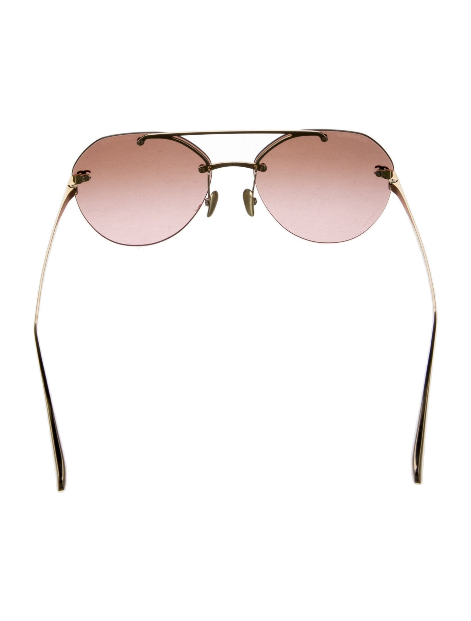 Chanel Titanium Pilot Interlocking CC Logo Sunglasses