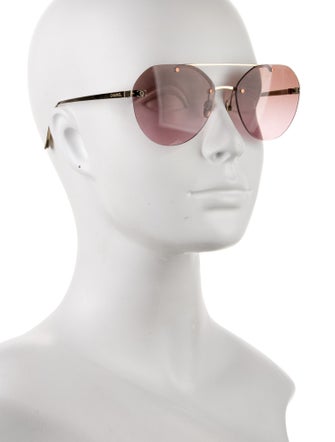 Chanel Titanium Pilot Interlocking CC Logo Sunglasses