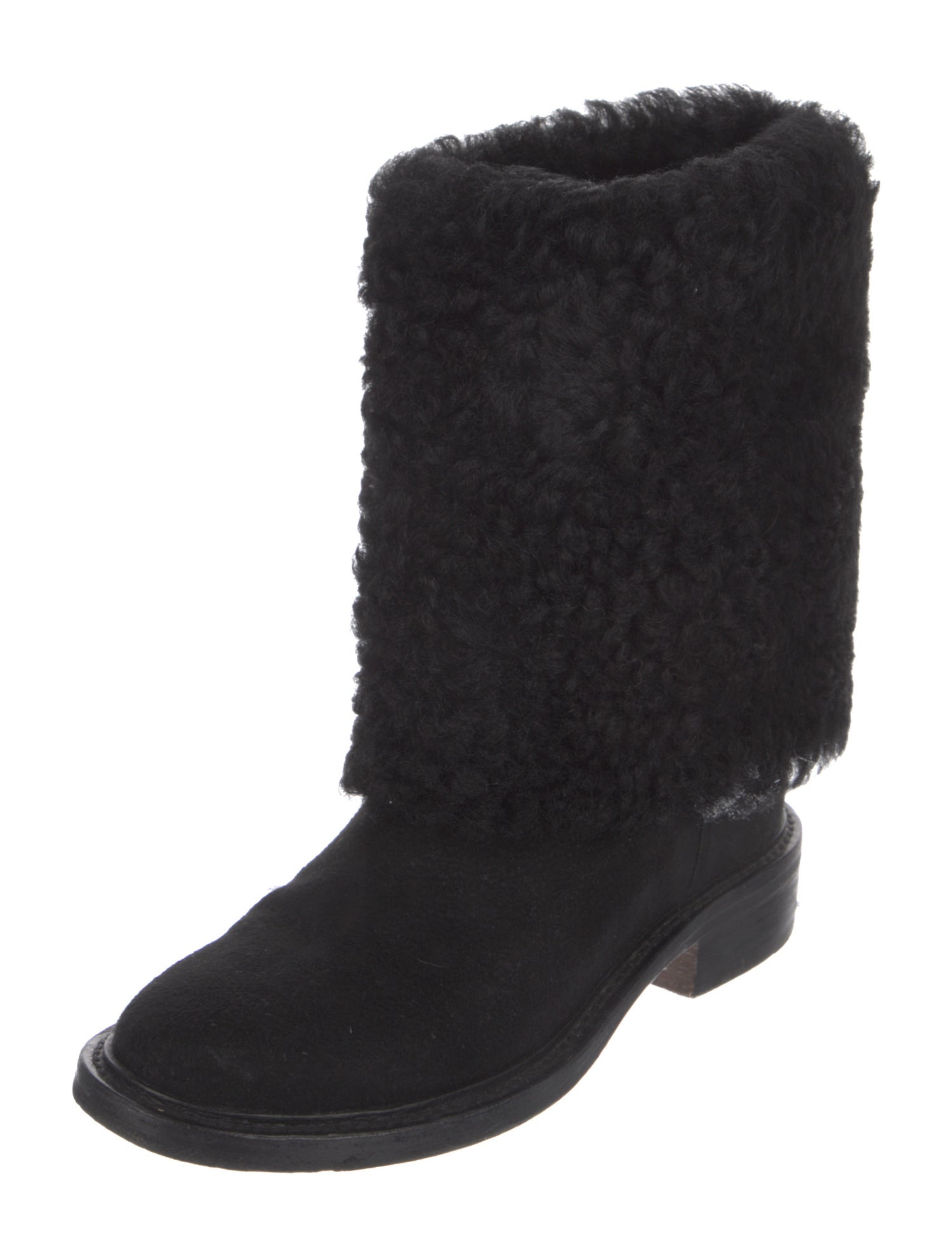 Chanel Interlocking CC Logo Suede Combat Boots