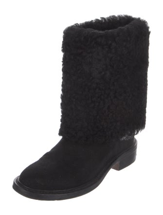 Chanel Interlocking CC Logo Suede Combat Boots