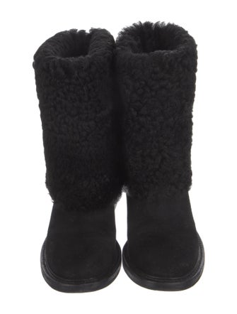 Chanel Interlocking CC Logo Suede Combat Boots