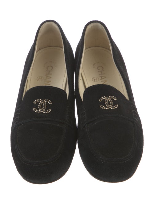 Chanel Interlocking CC Logo Suede Loafers