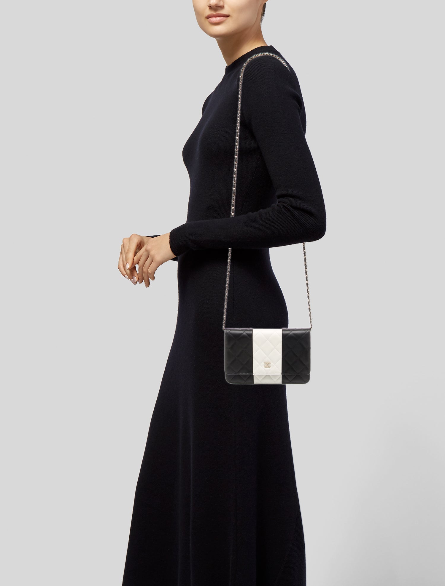 Chanel Bi-Stripe Wallet On Chain w/ Tags