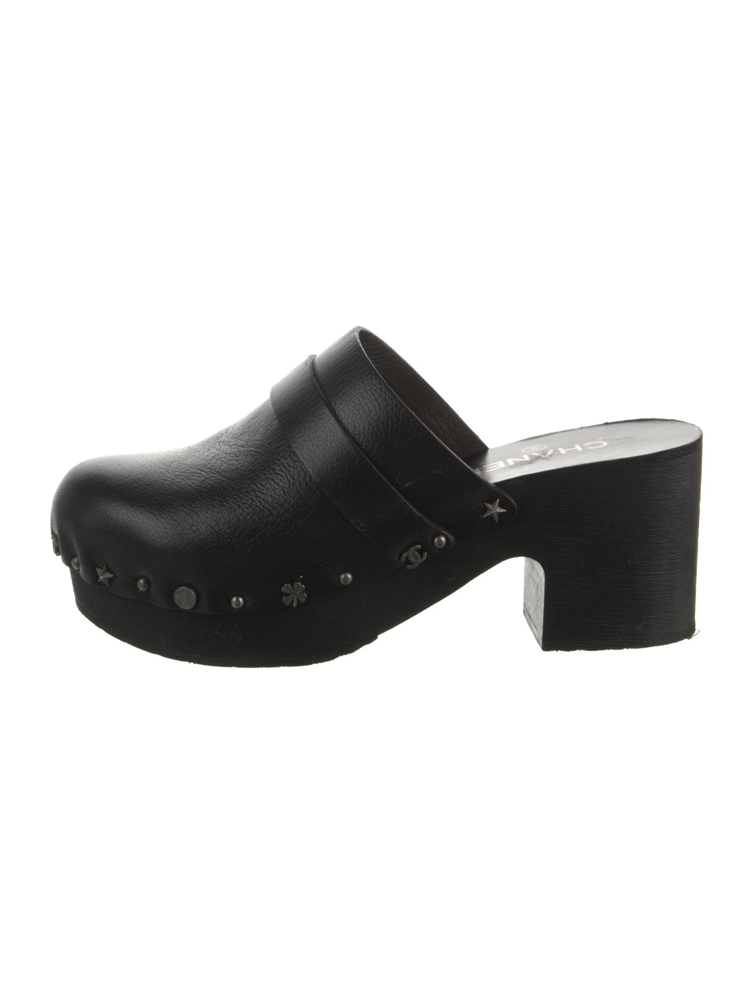 Chanel Interlocking CC Logo Leather Mules