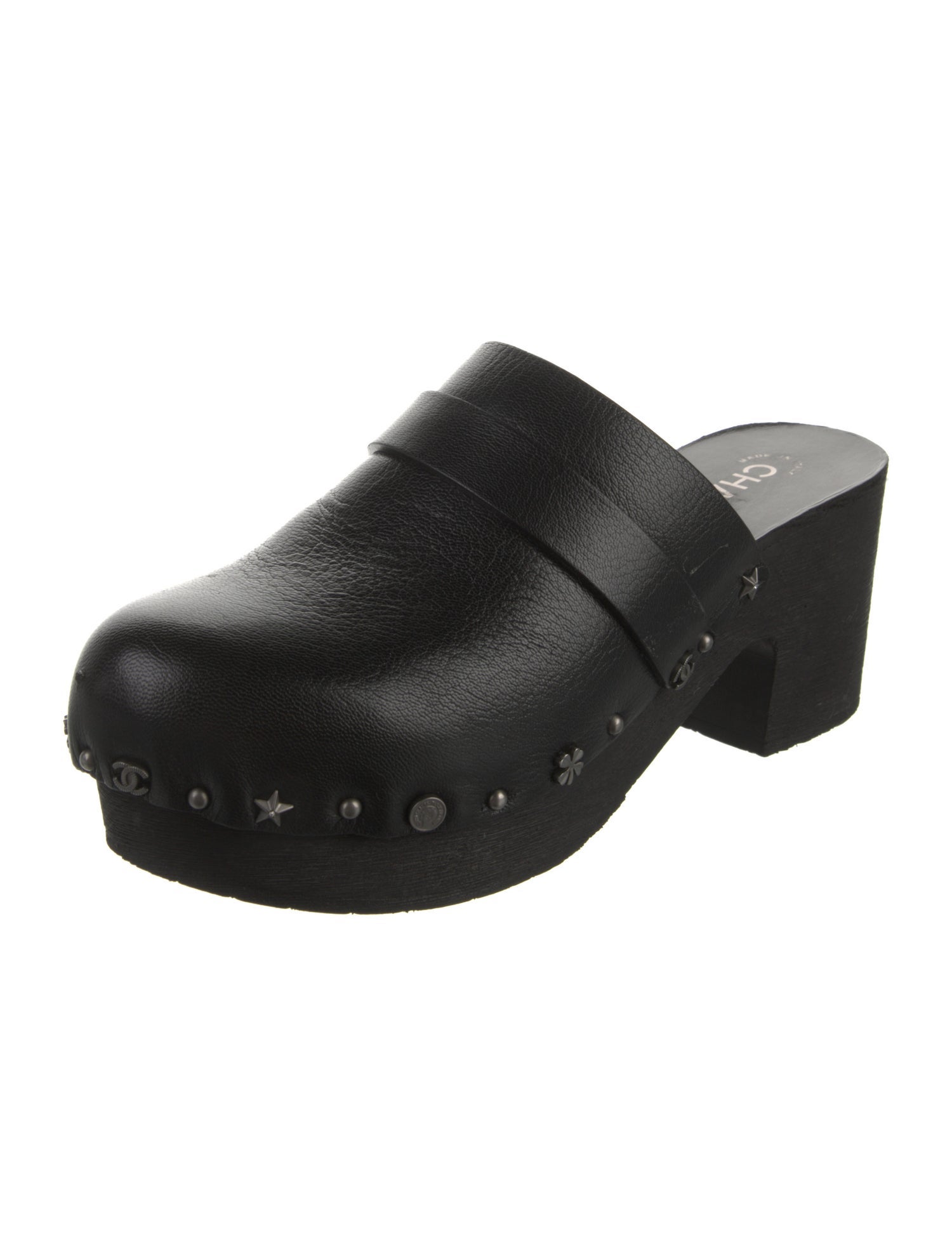 Chanel Interlocking CC Logo Leather Mules