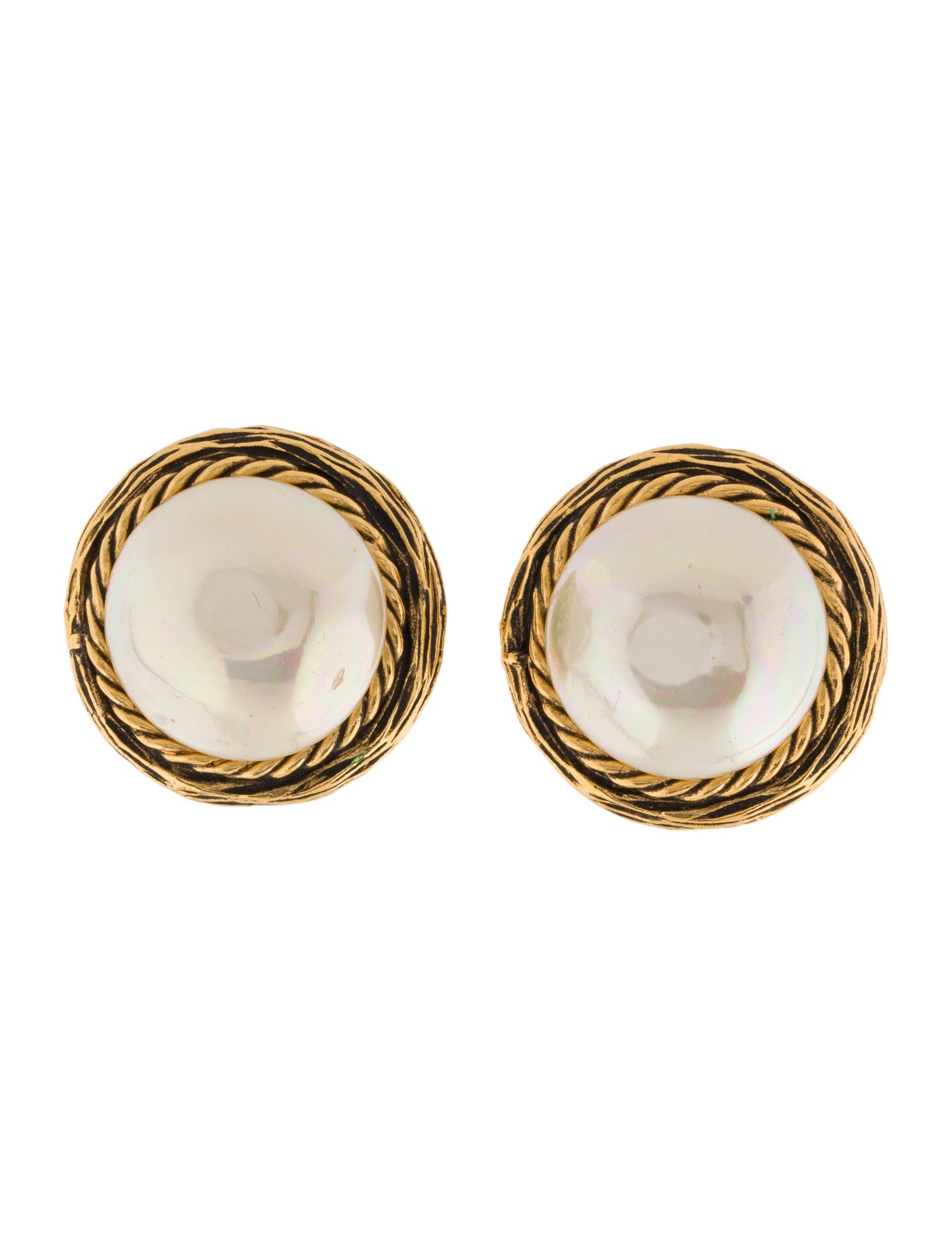 Chanel Vintage Faux Pearl Clip-On Earrings