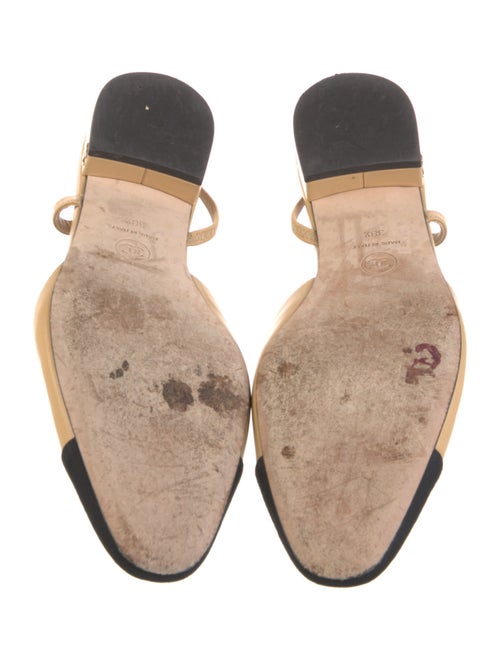 Chanel Interlocking CC Logo Leather Slingback Flats