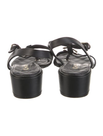 Chanel 2023 Interlocking CC Logo T-Strap Sandals