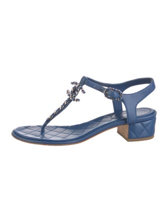 Chanel 2020 Interlocking CC Logo T-Strap Sandals