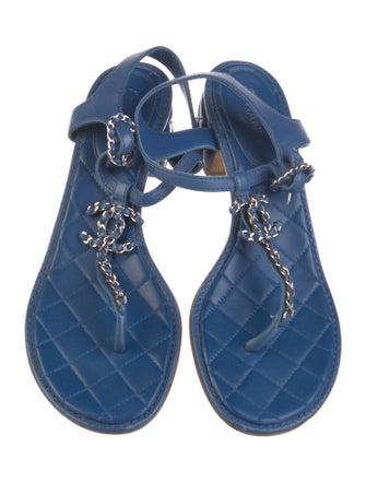 Chanel 2020 Interlocking CC Logo T-Strap Sandals