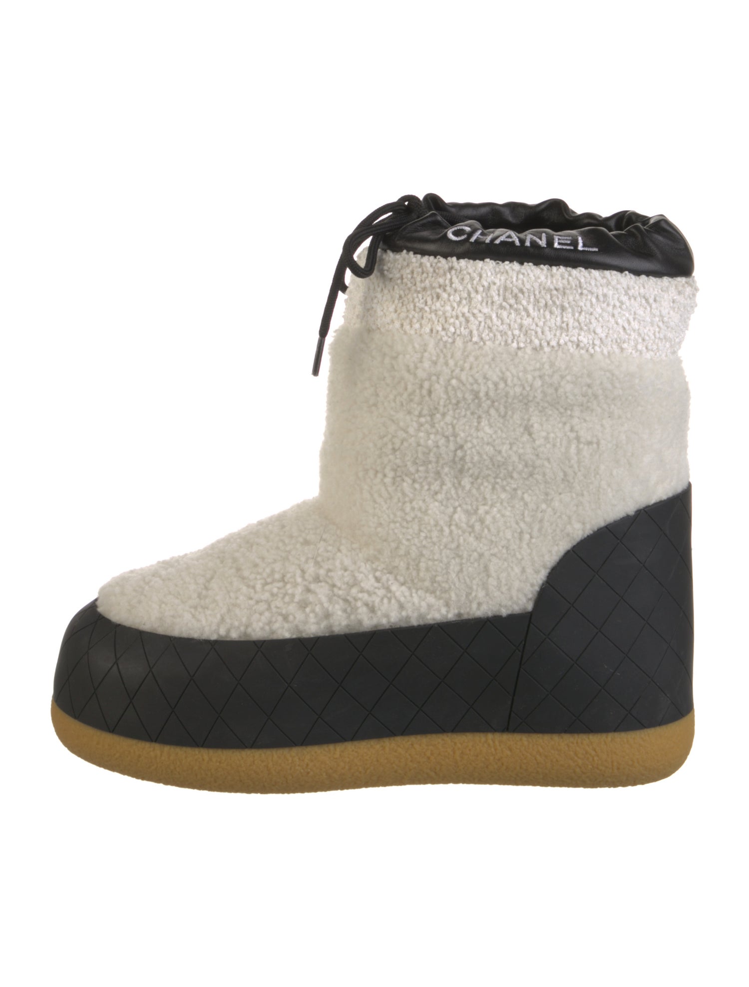 Chanel 2023-2024 Quilted Pattern Lace-Up Boots