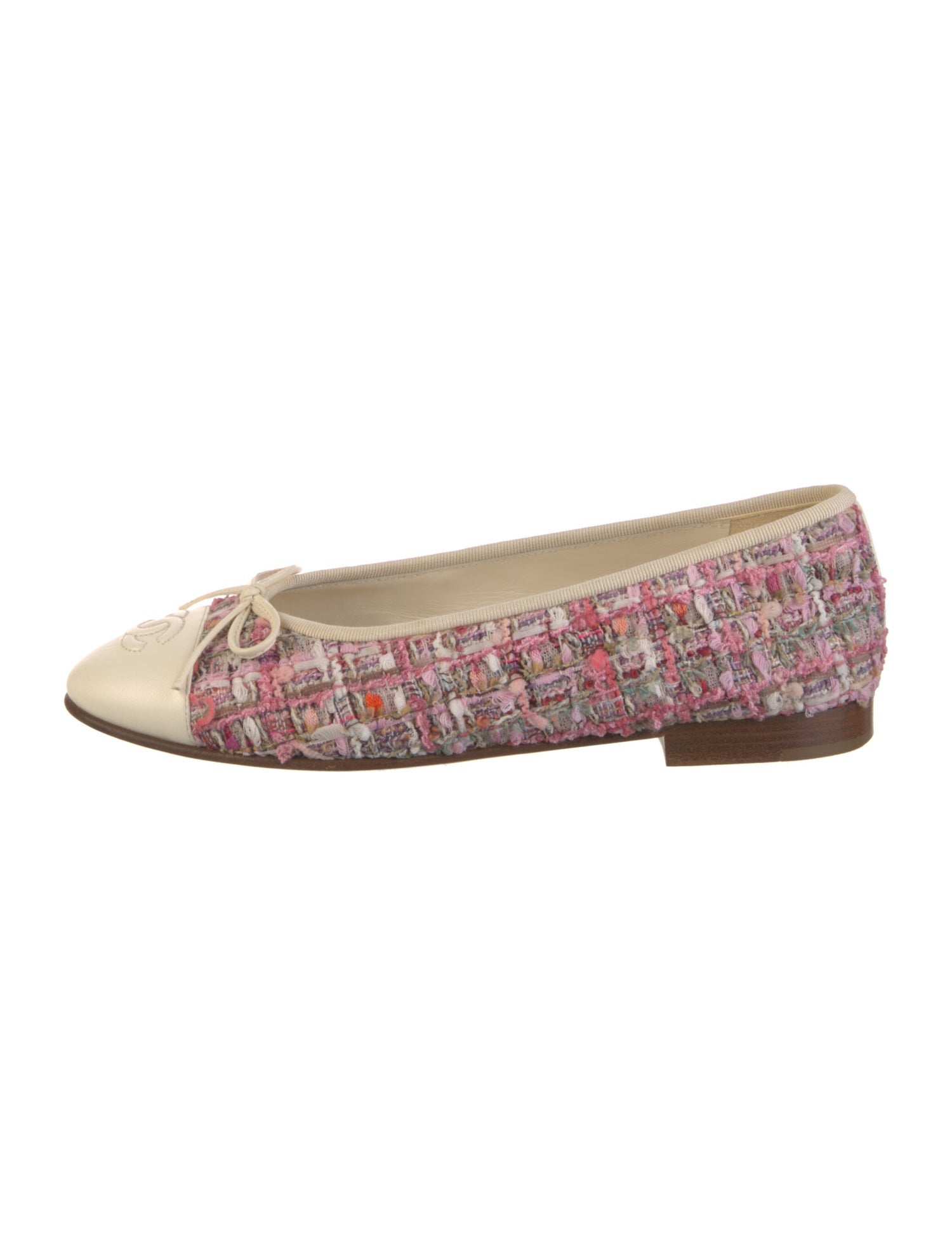 Chanel Interlocking CC Logo Tweed Ballet Flats