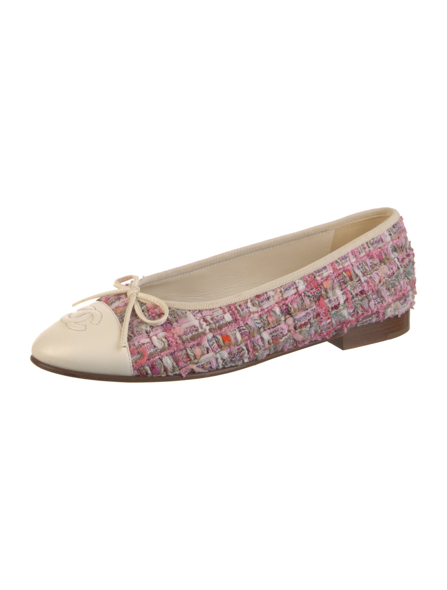 Chanel Interlocking CC Logo Tweed Ballet Flats
