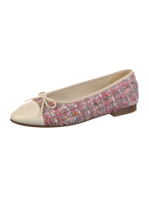 Chanel Interlocking CC Logo Tweed Ballet Flats