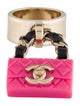 Chanel 2023 Resin & Leather Quilted CC Flap Bag Cocktail Ring