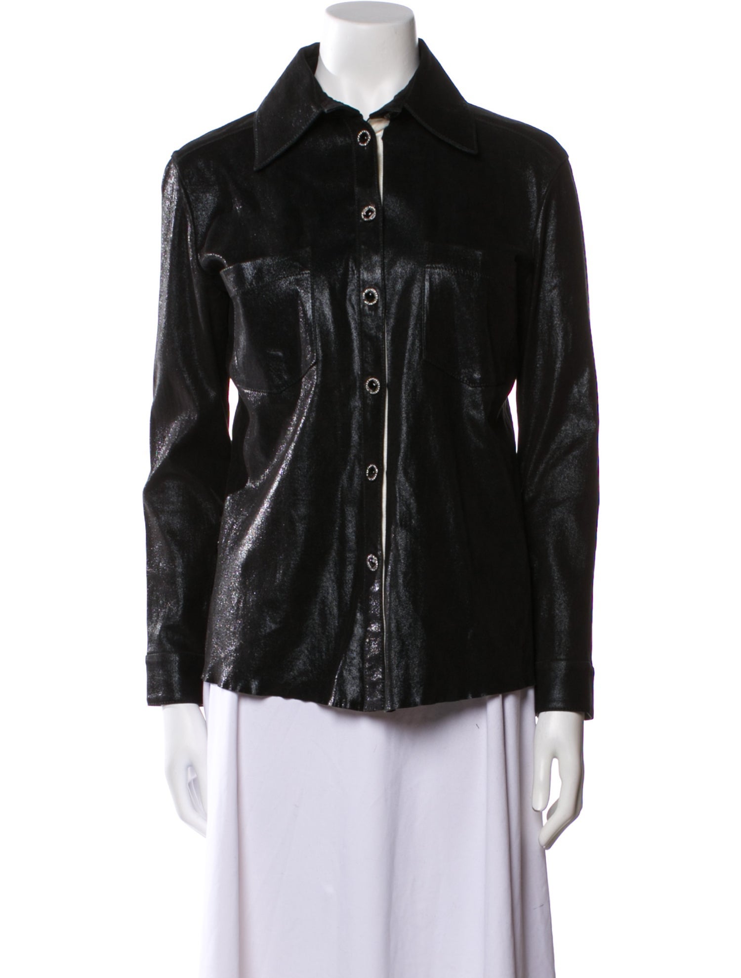 Chanel 2016 Leather Button-Up Top