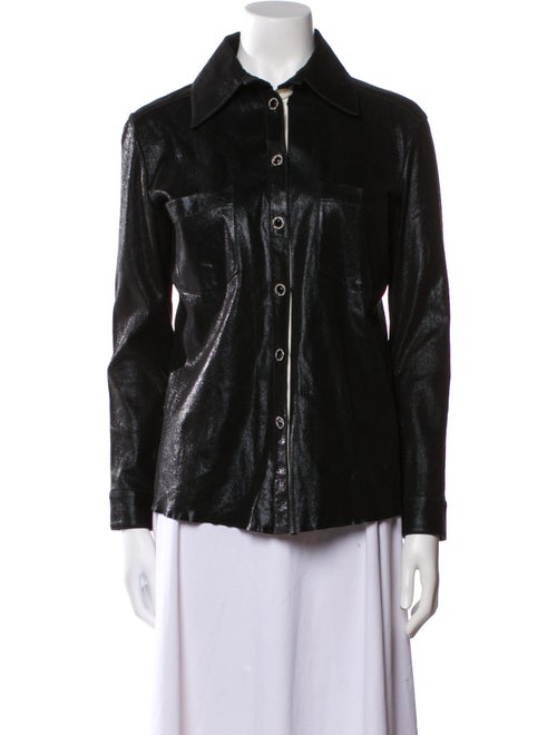 Chanel 2016 Leather Button-Up Top