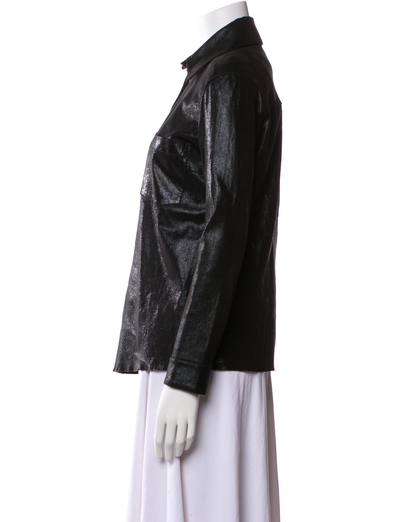 Chanel 2016 Leather Button-Up Top