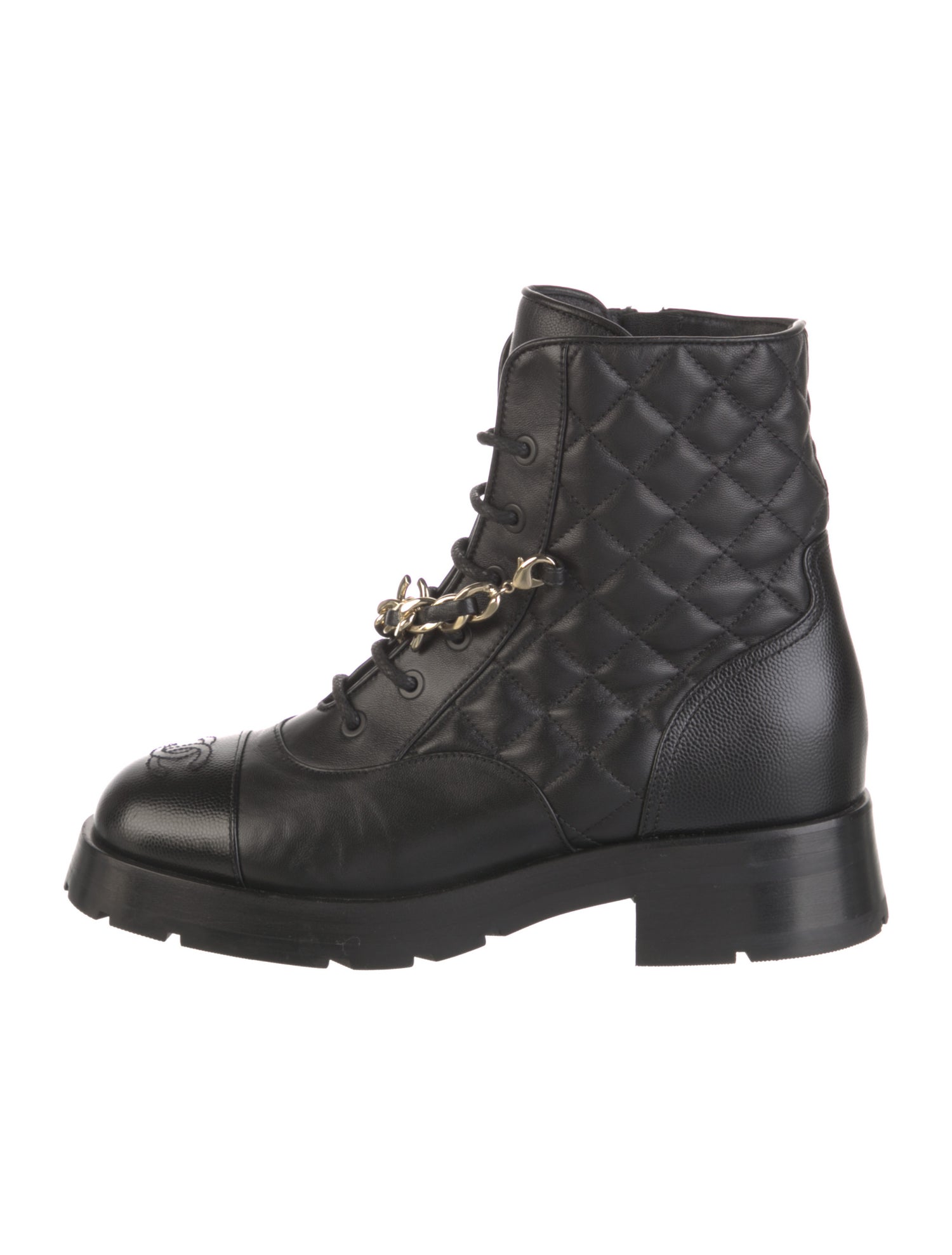 Chanel 2022 Interlocking CC Logo Combat Boots