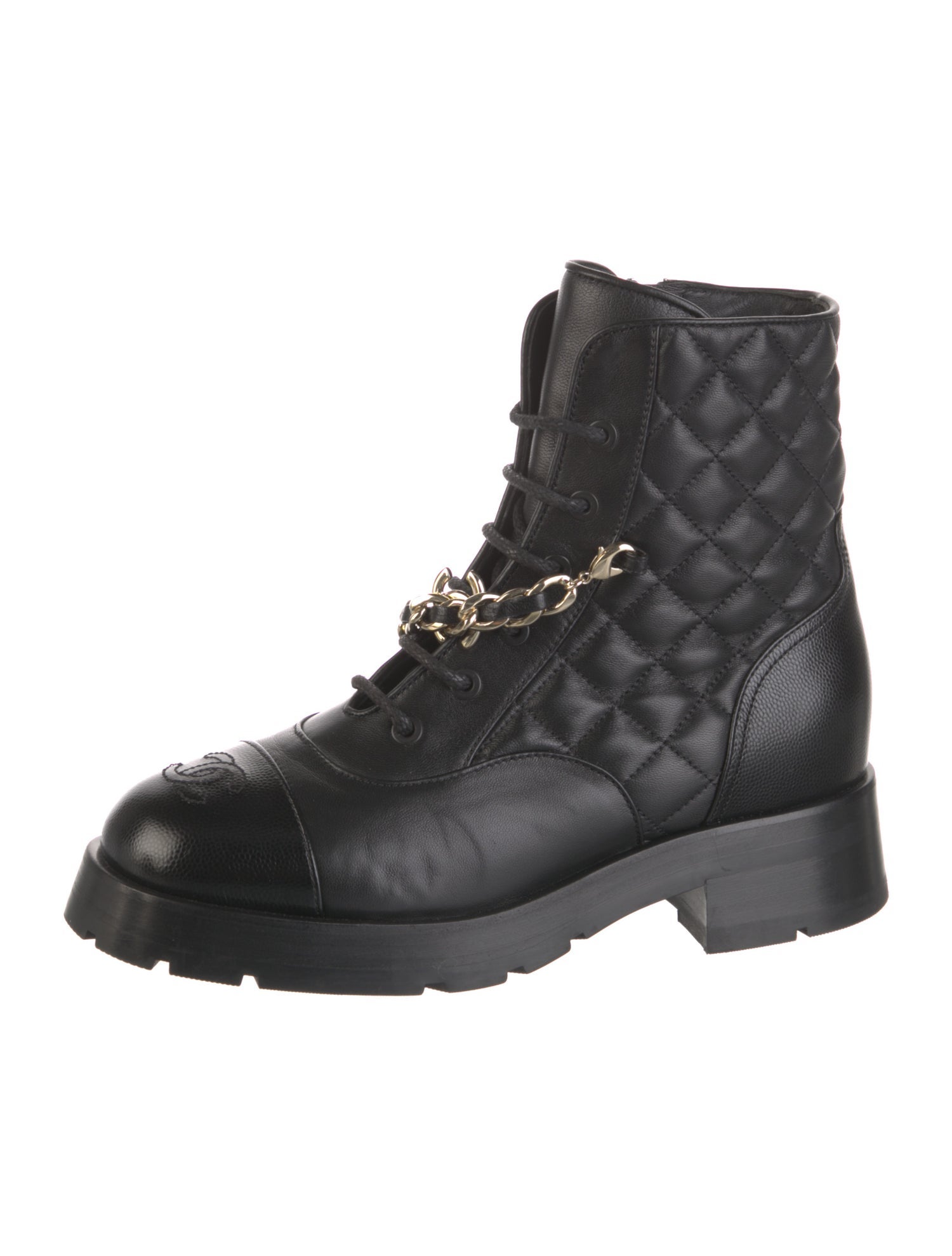 Chanel 2022 Interlocking CC Logo Combat Boots