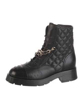 Chanel 2022 Interlocking CC Logo Combat Boots