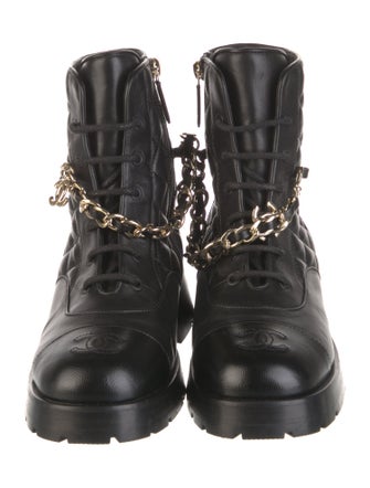 Chanel 2022 Interlocking CC Logo Combat Boots
