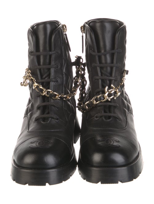 Chanel 2022 Interlocking CC Logo Combat Boots
