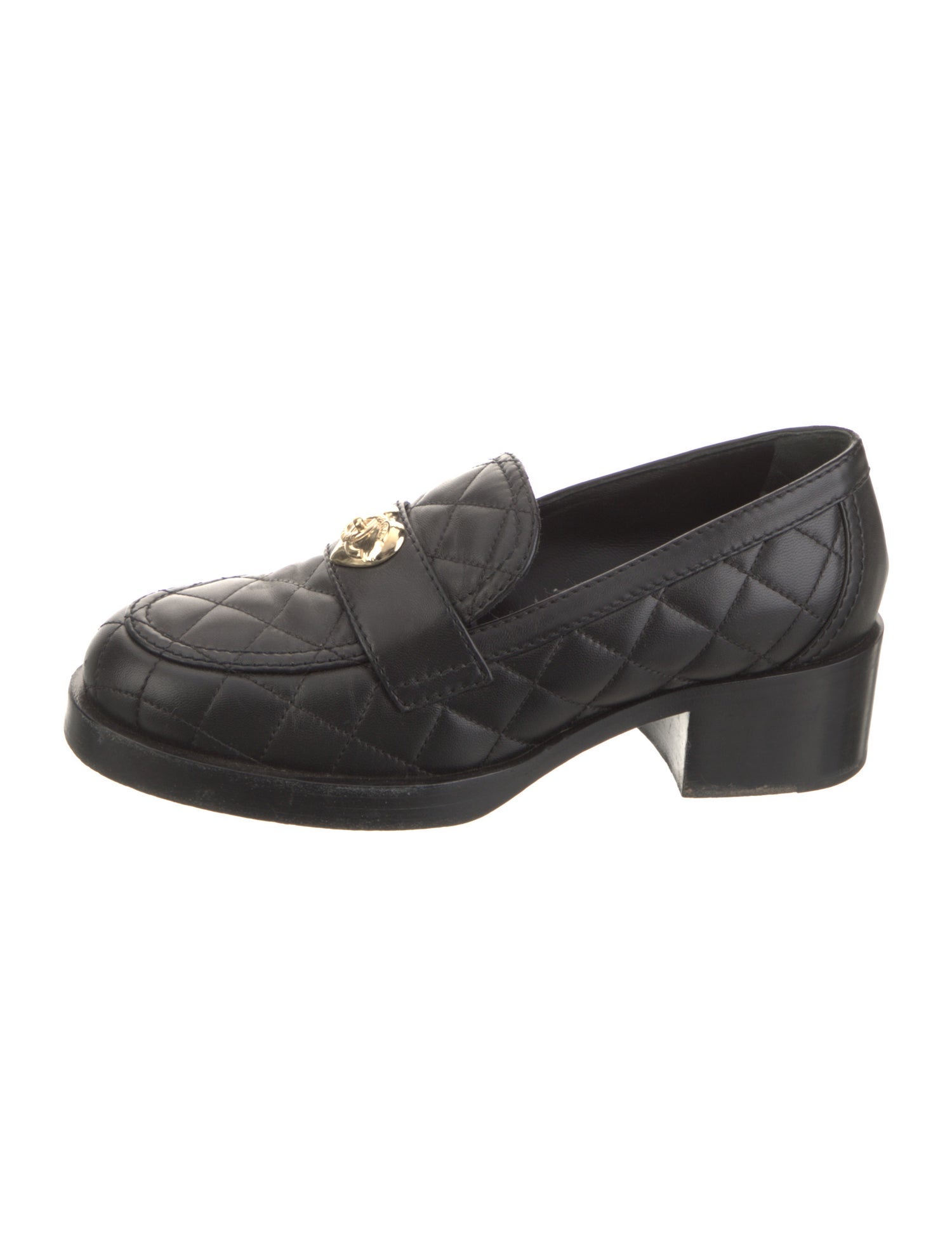 Chanel Interlocking CC Logo Leather Loafers