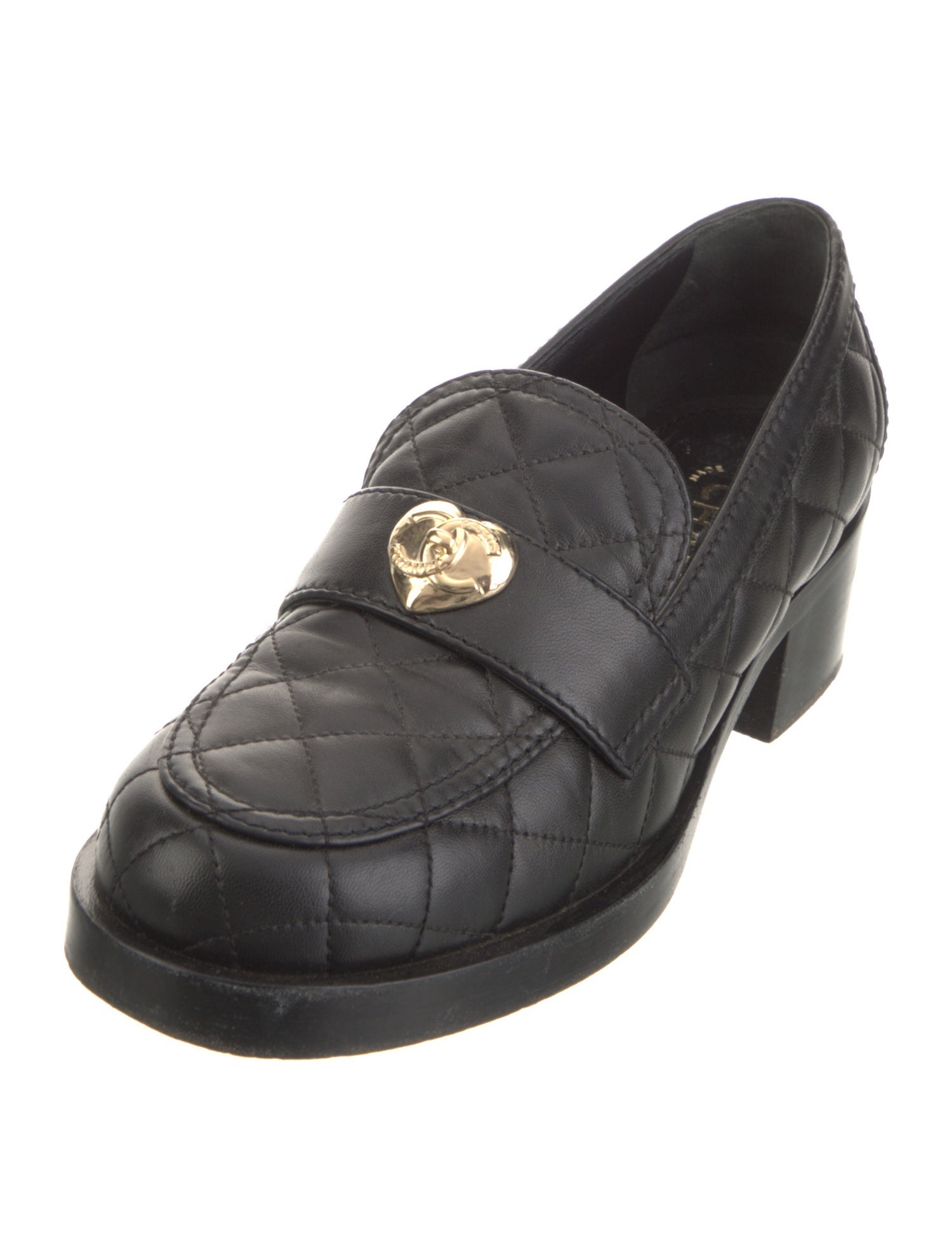 Chanel Interlocking CC Logo Leather Loafers