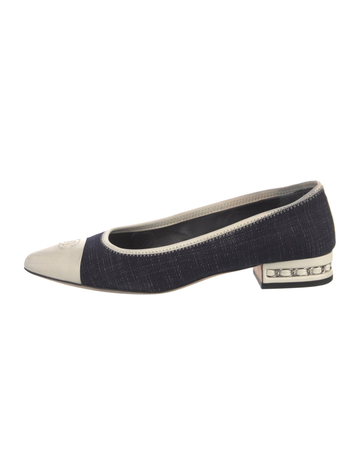 Chanel Interlocking CC Logo Denim Ballet Flats