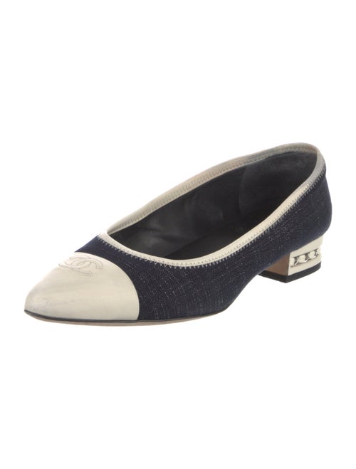 Chanel Interlocking CC Logo Denim Ballet Flats