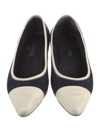 Chanel Interlocking CC Logo Denim Ballet Flats