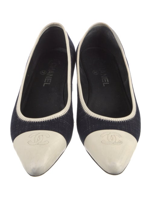Chanel Interlocking CC Logo Denim Ballet Flats